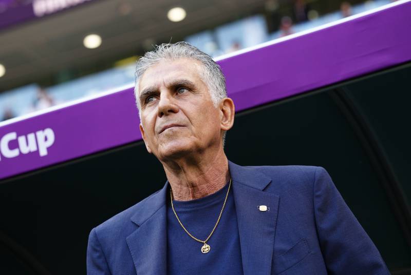 Iran's head coach Carlos Queiroz at the match against Wales on Friday. AP
