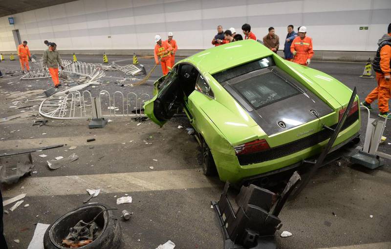 Pictures of the mangled wreckage of a lime-green Lamborghini, a damaged red Ferrari and other high-performance cars in a tunnel in the Chinese capital emerged online following Saturday’s crash