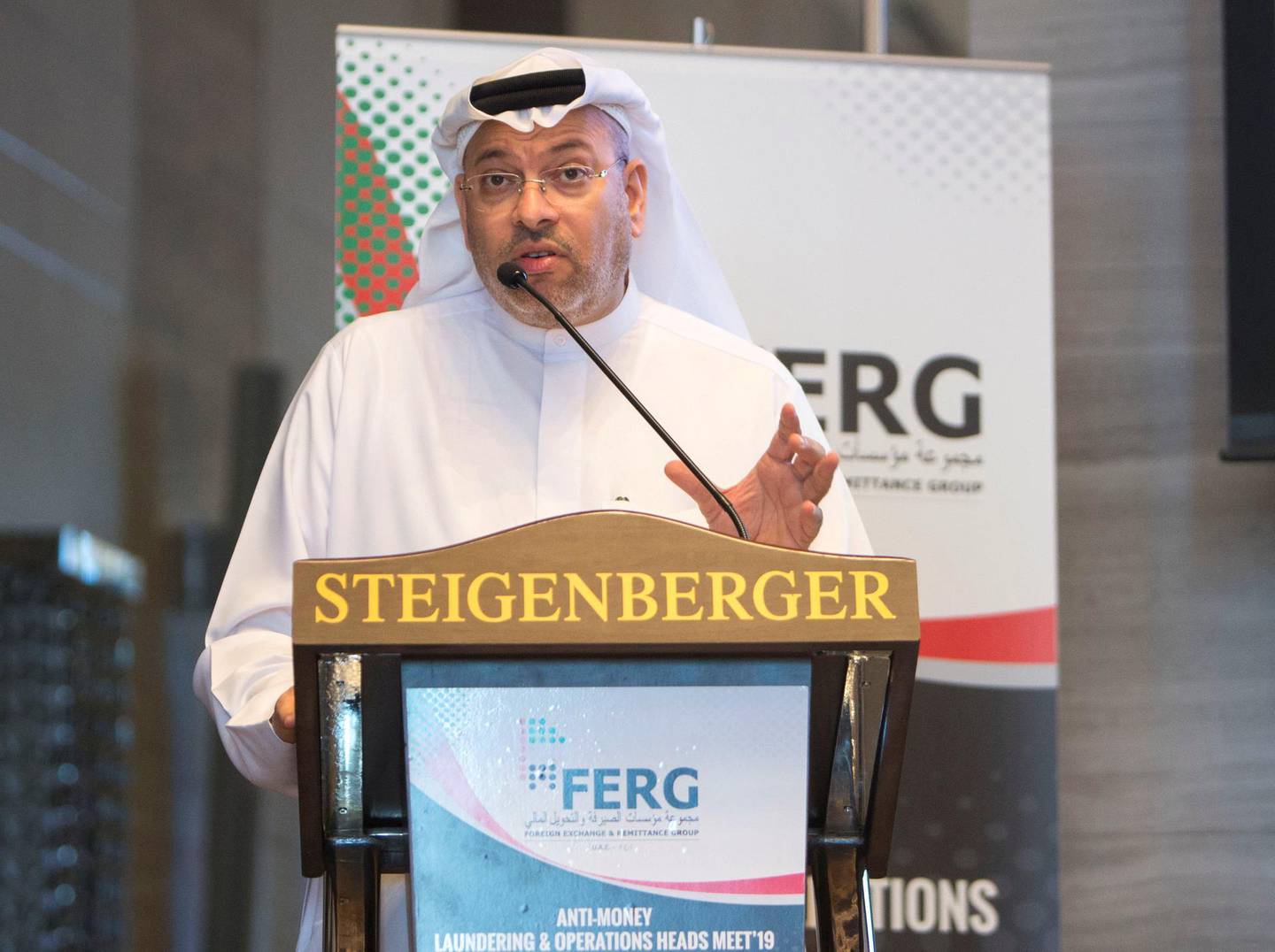 DUBAI, UNITED ARAB EMIRATES - Osama Al Rahma, FERG Vice Chairman at Anti-Money Laundering and Operations Heads Meet 19 at Steigenberger Hotel.  Leslie Pableo for The National for Hada El Sawy's story