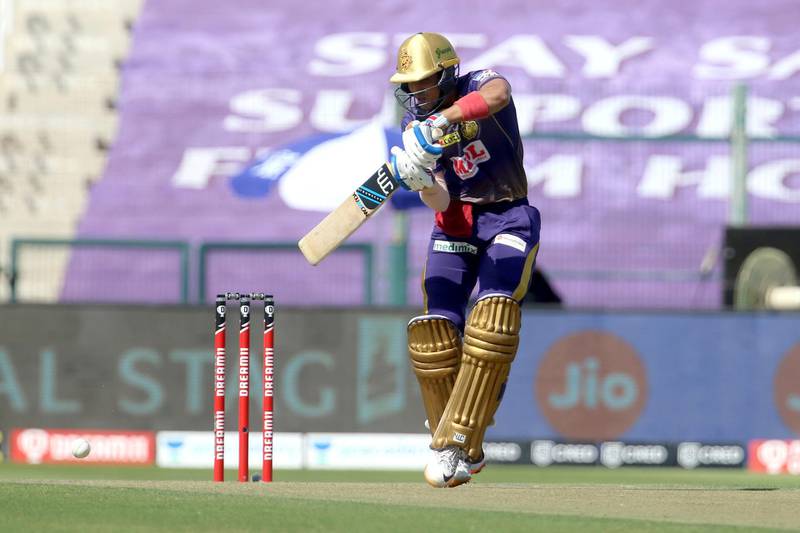 Shubman Gill of Kolkata Knight Riders plays a shot during the toss of the match 42 of season 13 of the Dream 11 Indian Premier League (IPL) between the Kolkata Knight Riders and the Delhi Capitals at the Sheikh Zayed Stadium, Abu Dhabi  in the United Arab Emirates on the 24th October 2020.  Photo by: Vipin Pawar  / Sportzpics for BCCI