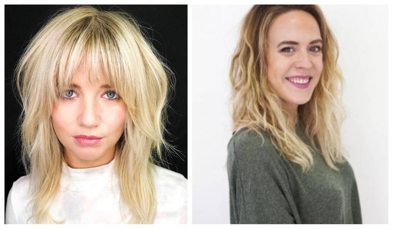 Senior stylist Rachel McDermott, right, says long bangs are 'universally flattering'. Courtesy Pastels