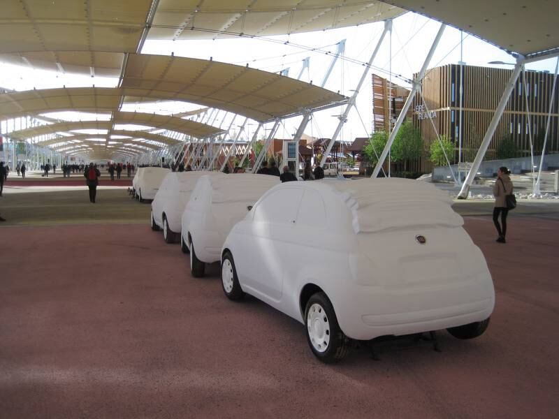 Fiat 500 cars at Expo 2015 Milano.