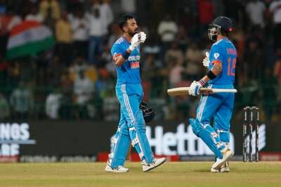 KL Rahul, left, and Virat Kohli smashed unbeaten centuries against Pakistan in Colombo. Getty