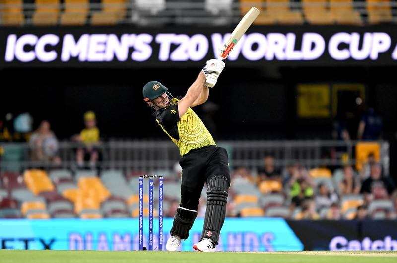 Mitchell Marsh of Australia hits out. Getty