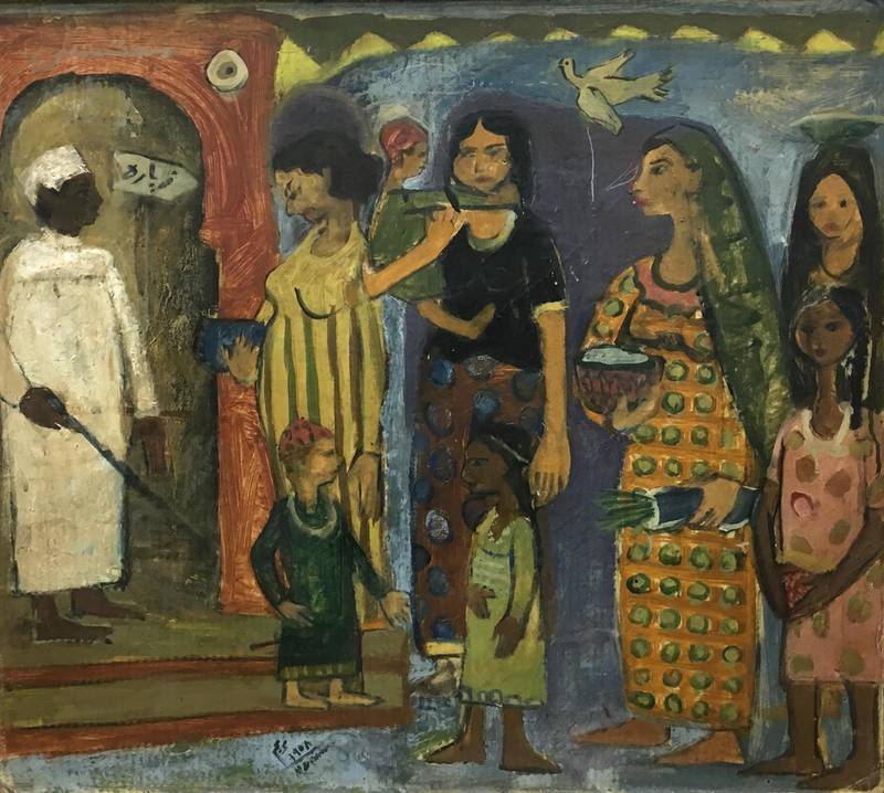 Mariam Abdel-Aleem’s ‘Clinic’ (1958) depicts healthcare in Egypt from the perspective of women. Barjeel Art Foundation