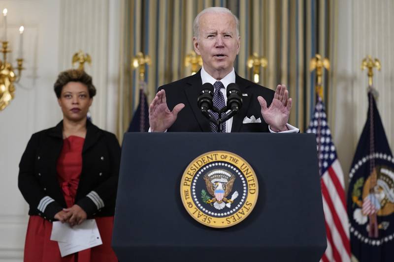 President Joe Biden said that he is not advocating for regime change in Moscow after saying Russian counterpart Vladimir Putin "cannot remain in power." AP Photo