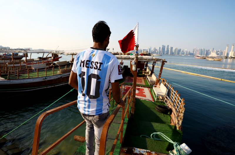 An Argentina fan at Doha Corniche ahead of the Poland match. Reuters