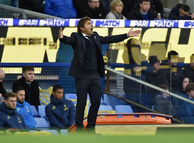 Tottenham Hotspur manager Antonio Conte during the match against Everton. Reuters