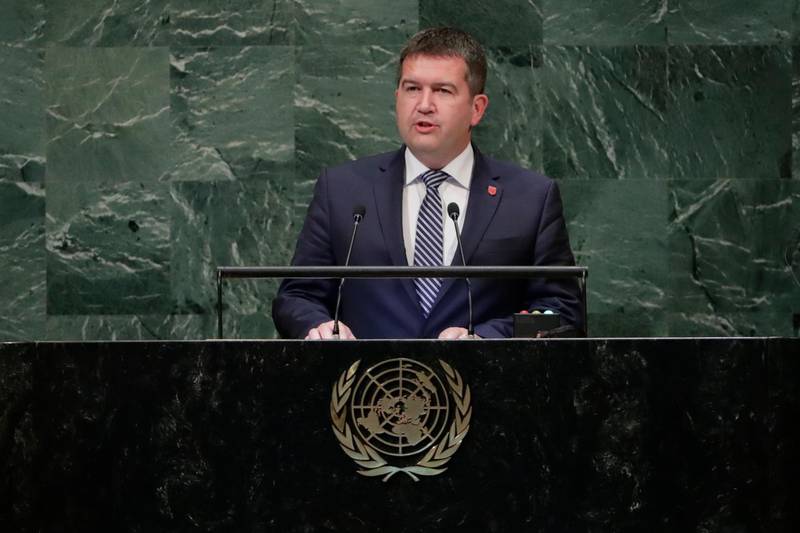 Deputy Prime Minister of the Czech Republic Jan Hamacek addresses the United Nations General Assembly. AP Photo