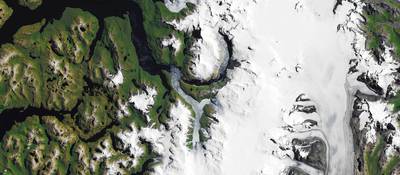 In this Landsat 8 image, glacial retreat is revealed in the rugged wilderness region of Patagonia, site of the largest contiguous areas of ice cover outside Antarctica. USGS