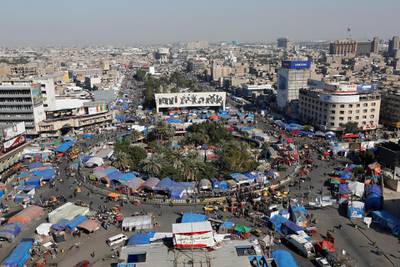 A general view of Tahrir square as demonstrators take part during ongoing anti-government protests in Baghdad. REUTERS
