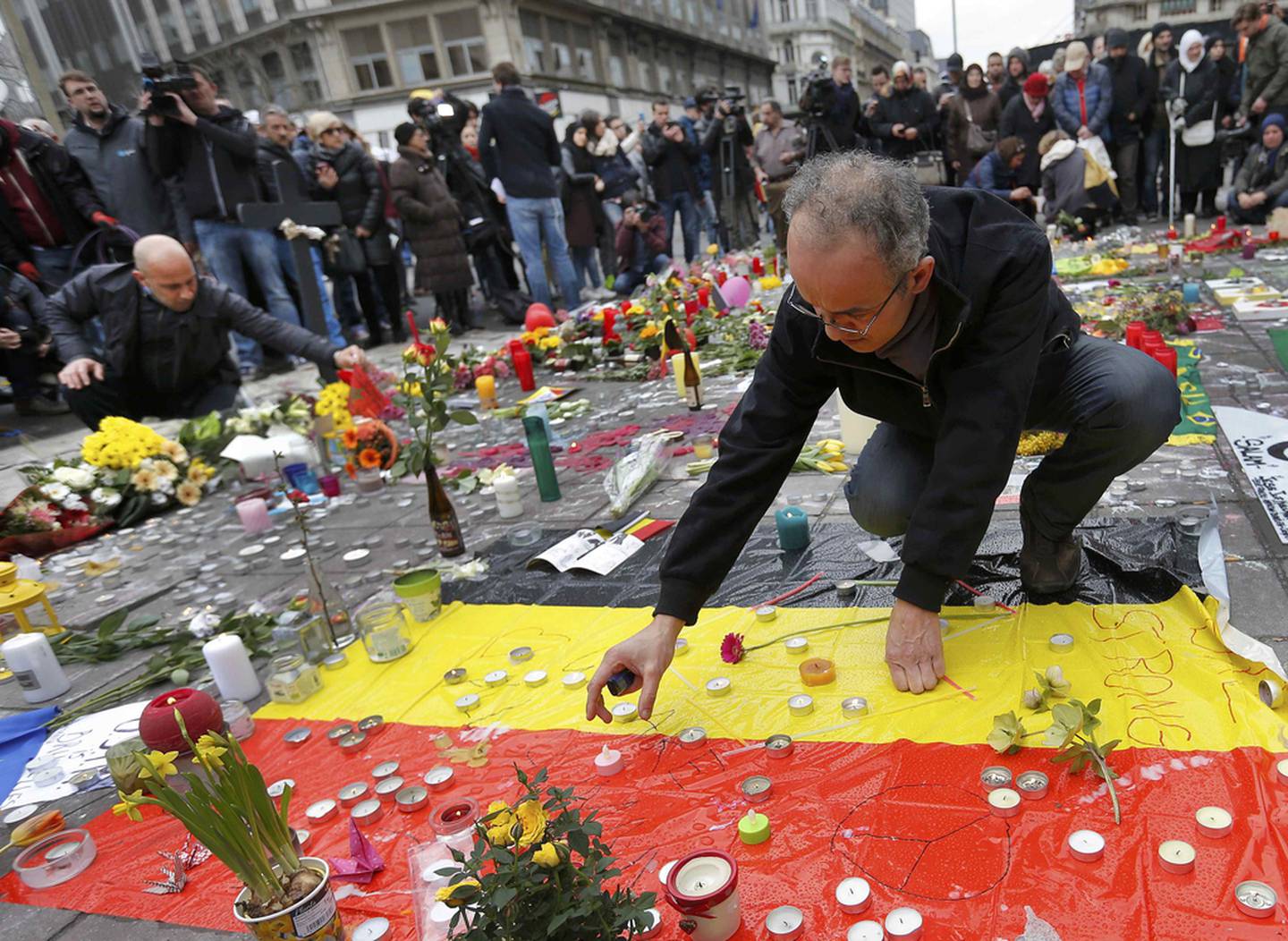 A street memorial in Brussels to the victims of the 2016 attacks. Reuters