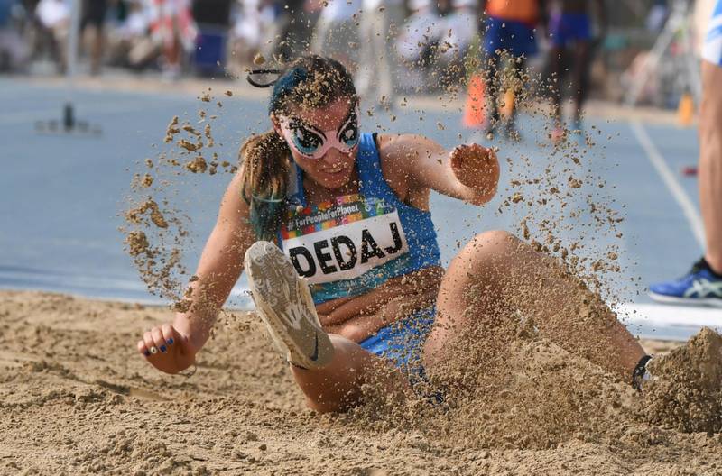 Italia's Arjola Dedaj competes in the Women's Long Jump T11 final during the World Para Athletics Championships in Dubai. AFP