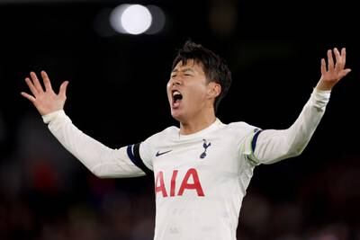 Son Heung-min celebrates after scoring for Spurs. Getty Images