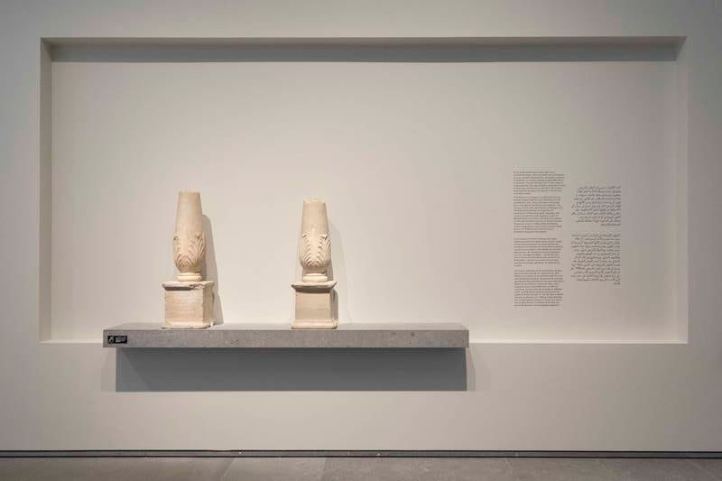 The two ancient pillars from the Republic of Malta date back to the 3rd or 2nd century BC. Photo: Louvre Abu Dhabi