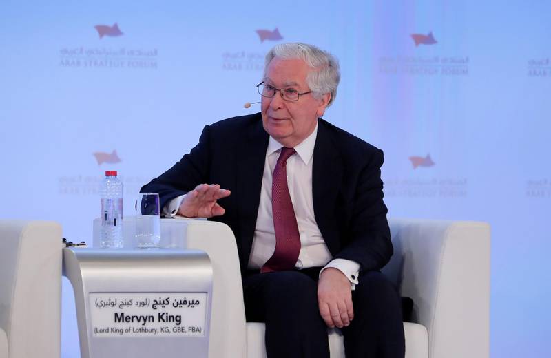 DUBAI , UNITED ARAB EMIRATES , December 12  ��� 2018 :- Mervyn King , Former Governor of Bank of England and Member of House of Lords speaking during the Arab Strategy Forum held at Ritz-Carlton hotel in Dubai International Financial Centre in Dubai. ( Pawan Singh / The National ) For News. Story by Patrick Ryan