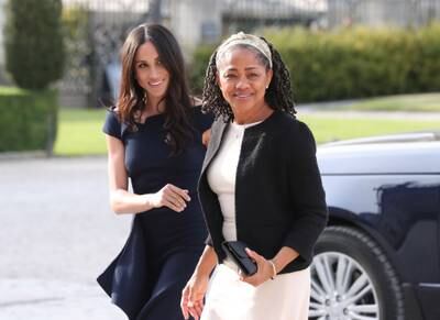 Meghan and her mother, Doria Ragland, arrive at Cliveden House Hotel in Berkshire to spend the night before her wedding to Prince Harry in May 2018. Getty Images