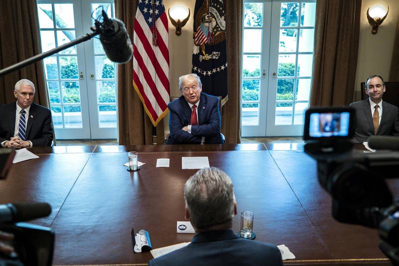 Donald Trump speaks during a meeting with executives of supply chain distributors in the Cabinet Room of the White House. Bloomberg