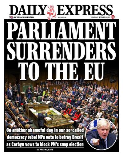 The Daily Express: Parliament surrenders to the EU