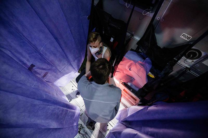 A boy receives his Covid vaccination at Kassel Airport. AFP