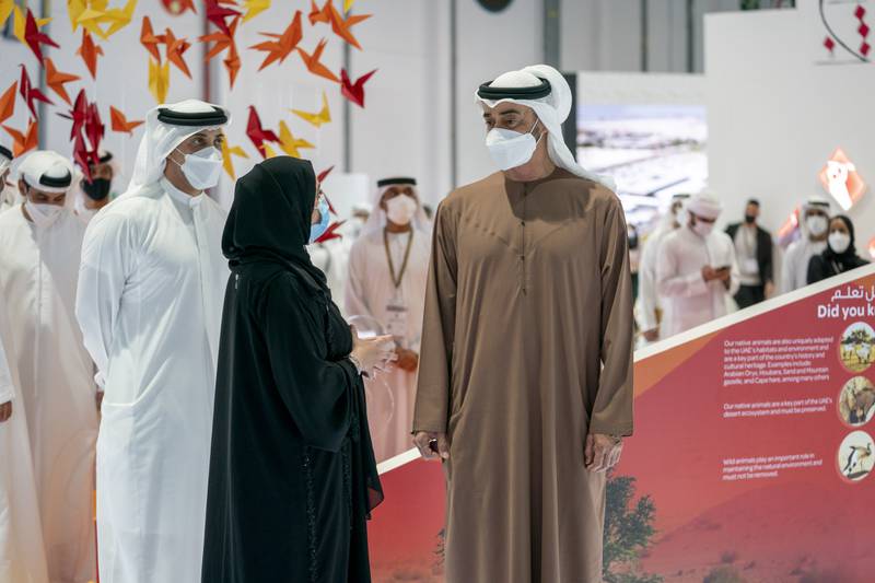 Sheikh Mohamed bin Zayed, Crown Prince of Abu Dhabi and Deputy Supreme Commander of the UAE Armed Forces, at Adihex. He said he was pleased to meet the participants.