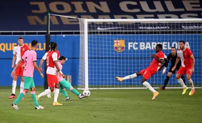 Lionel Messi scores Barcelona's second goal. Getty