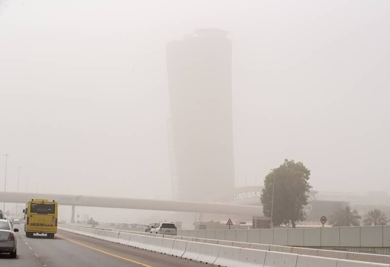 Strong winds blow dust in the Adnec area, Abu Dhabi. Victor Besa / The National