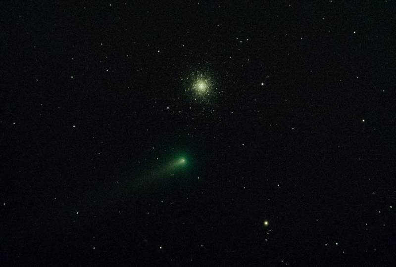 The bright green comet was photographed from the UAE as it made a rare approach towards Earth. Photo: Aldrin Gabuya / Al Sadeem Observatory
