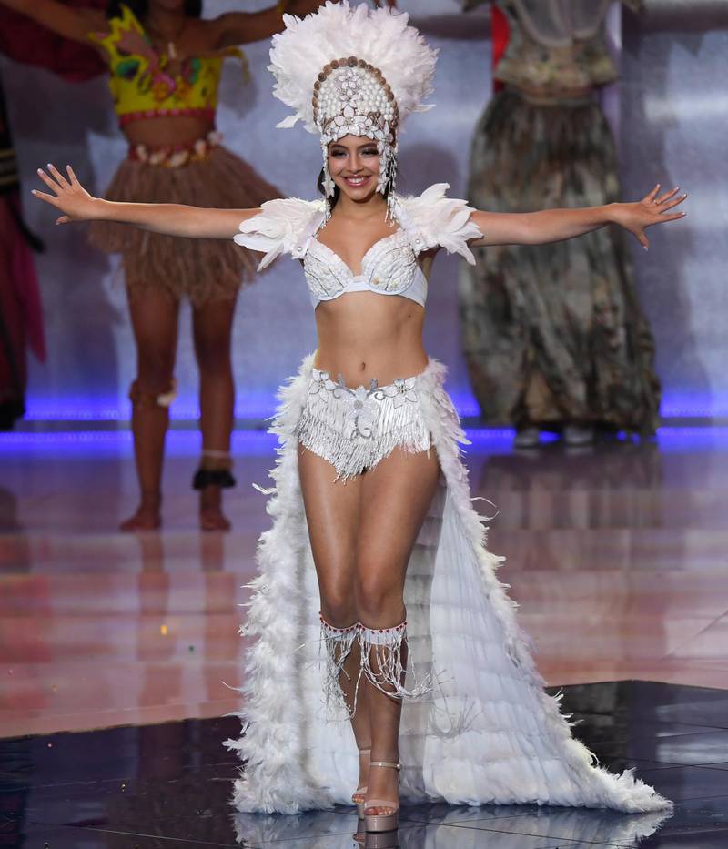 Miss Chile Ignacia Albornoz performs during the Miss World 2019 final in the ExCel centre in London. EPA