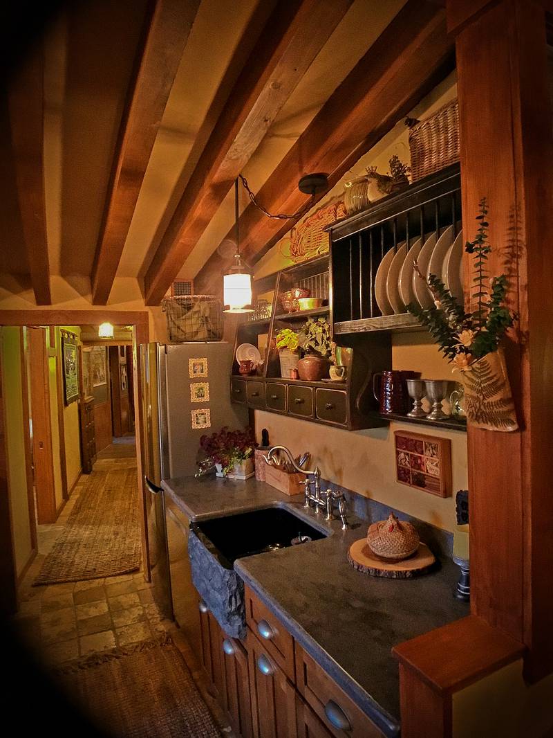 The finished cottage boasts a full kitchen, dining room, lounge and library. Photo: Cynthia Clayton