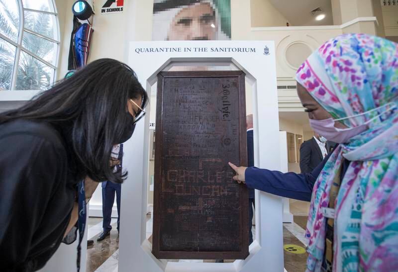 Memorabilia on display at Repton Dubai, which will soon turn 15. The campus is one of two UAE branches of one of England’s oldest schools. Ruel Pableo / The National