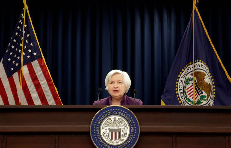 FILE PHOTO - Federal Reserve Board Chairwoman Janet Yellen speaks during a news conference after the Fed releases its monetary policy decisions in Washington, U.S. on June 14, 2017.   REUTERS/Joshua Roberts/File Photo