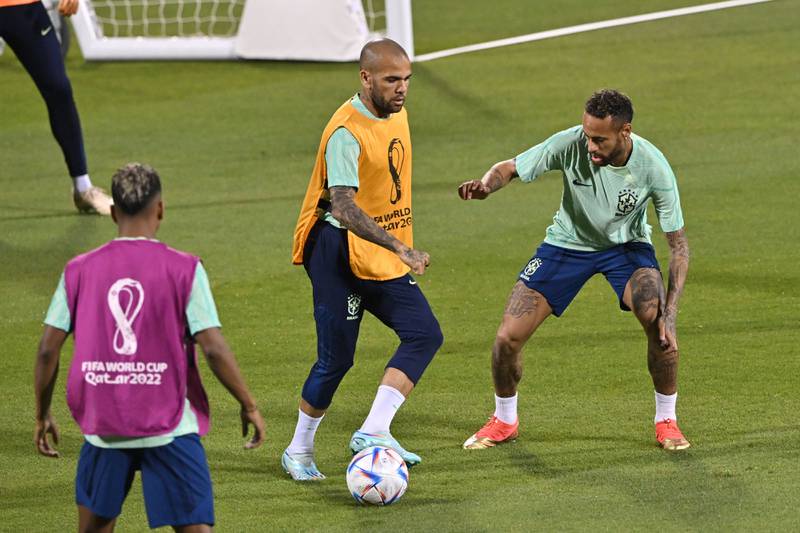 Neymar during Brazil's training session on the eve of the World Cup match against South Korea. AFP