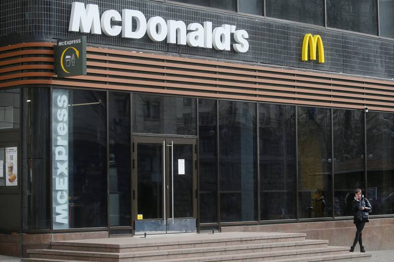 A closed McDonald's restaurant in Kyiv. The fast-food company had 109 restaurants in Ukraine before the war with Russia began. Reuters