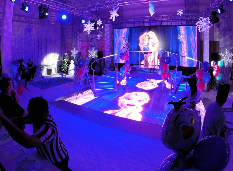A Frozen themed brithday party held at  Zabeel Saray in Dubai.  Courtesy Cheeky Little Events