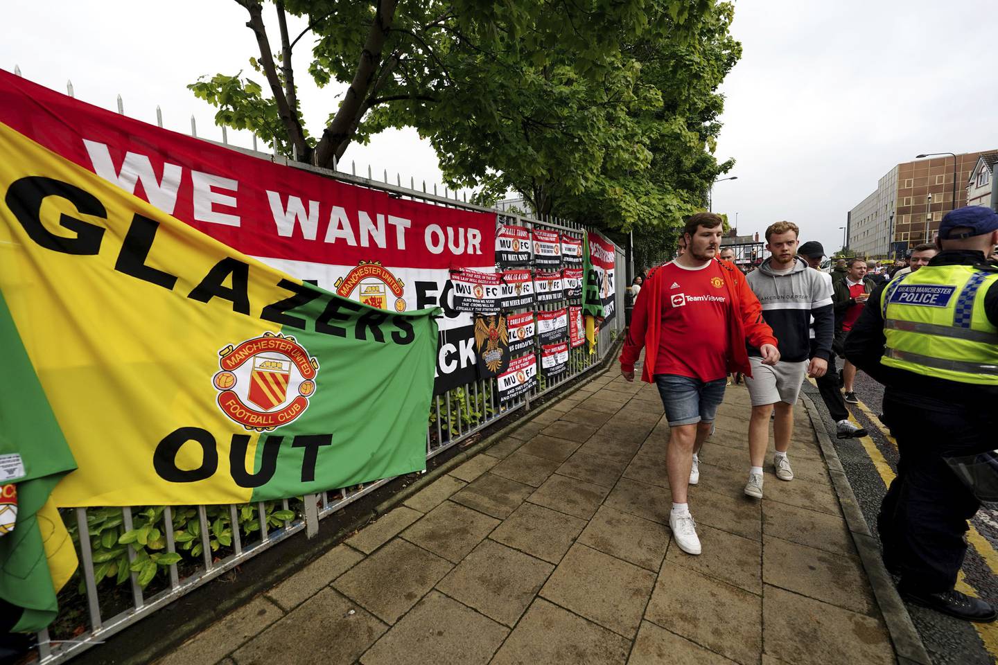 Fans protest against the Manchester United owners in August. PA