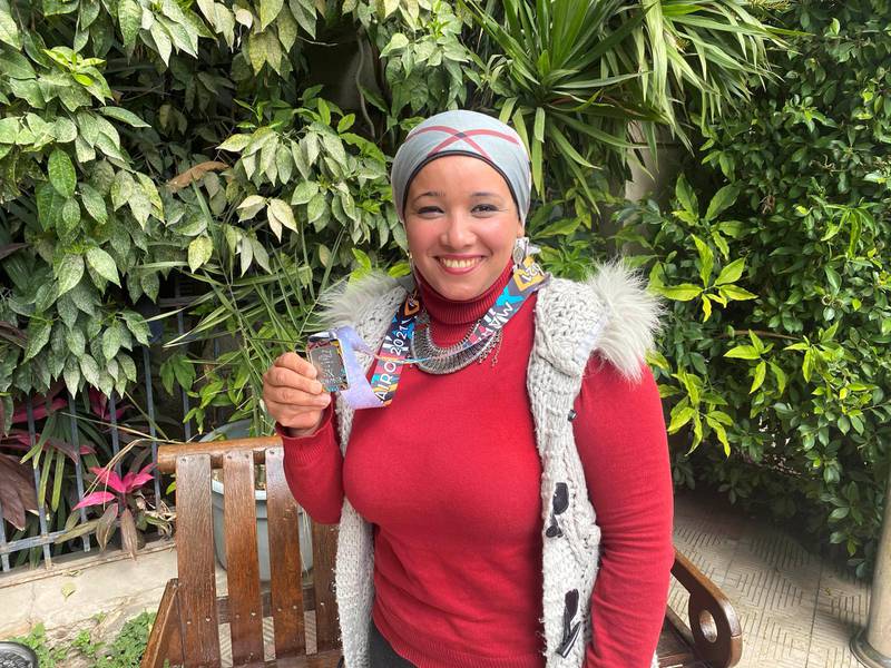 Hamida Azouz, 35, has committed to exercising and eating healthy in the past year. Nada El Sawy / The National