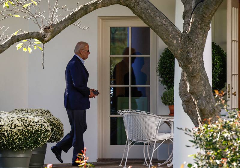 US  President Joe Biden walks to the Oval Office on October 10, 2022. Reuters