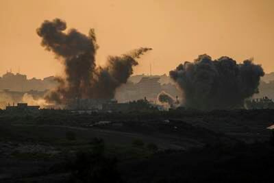 Smoke billows after an air strike in the Gaza Strip. Oil traders are concerned about the Israel-Hamas war escalating into a broader regional conflict. AP