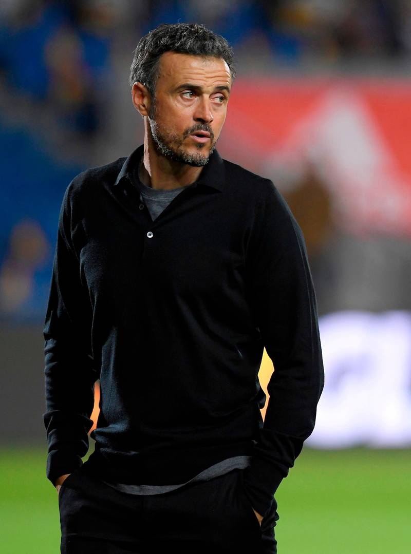 (FILES) In this file photo taken on November 18, 2018 Spain's coach Luis Enrique walks on the pitch before the international friendly football match between Spain and Bosnia-Herzegovina at the Gran Canaria stadium in Las Palmas. Luis Enrique returns as Spain coach, Spanish Football Federation confirms on November 19, 2019. / AFP / LLUIS GENE
