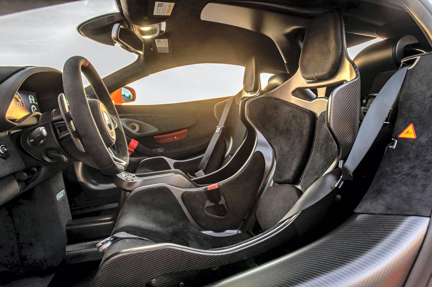 The cabin is fitted with a six-point race harness, although it also has regular three-pointed seat belts for daily use 