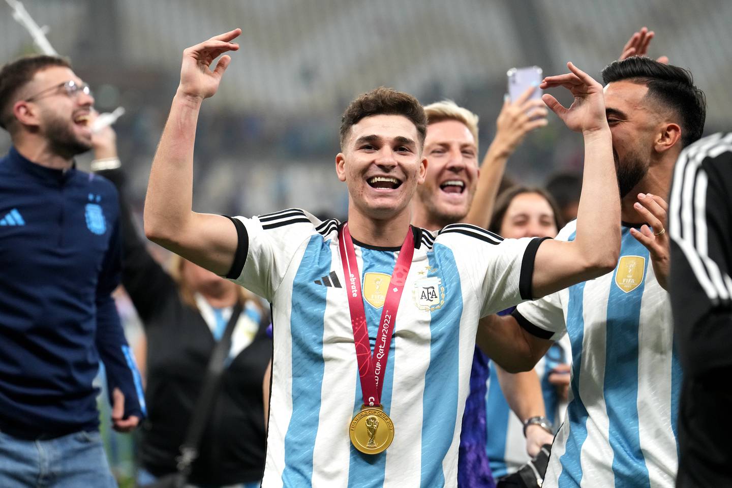 Julian Alvarez was signed by Manchester City this January and was loaned back to River Plate. He is now a World Cup winner with Argentina. PA