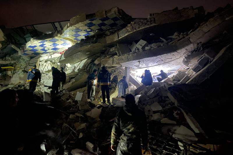 Syrian rescuers search for survivors in the rebel-held northern countryside of Syria, near the border with Turkey. AFP