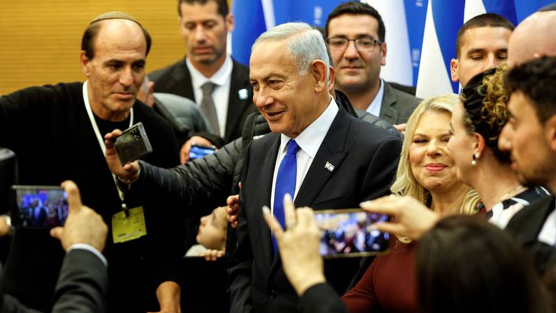 Prime Minister Benjamin Netanyahu and his wife Sara  attend a toast for the new speaker of Israel's parliament. Reuters