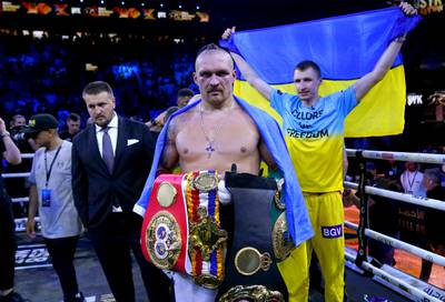 Oleksandr Usyk after defeating Anthony Joshua at the King Abdullah Sport City Stadium in Jeddah, Saudi Arabia, on August 20, 2022. PA
