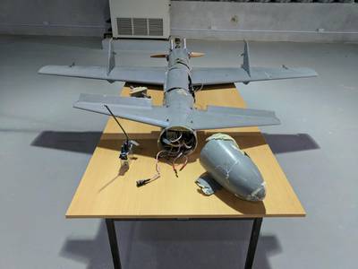 The Qasef-1 drone found in Yemen in February 2017. Photo Courtesy: Conflict Armament Research