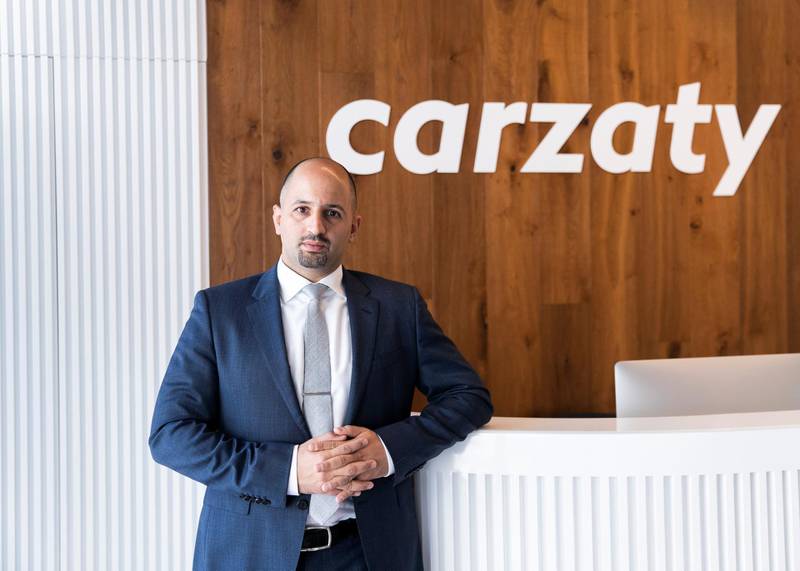 DUBAI, UNITED ARAB EMIRATES. 21 SEPTEMBER 2020. Marwan Chaar, managing director of Carzaty, a digital car showroom where customers browse inventory.(Photo: Reem Mohammed/The National)Reporter:Section:
