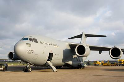 GREAT BRITAIN - FEBRUARY 02:  C17 transport plane at RAF Brize Norton in Oxfordshire, United Kingdom  (Photo by Tim Graham/Getty Images)