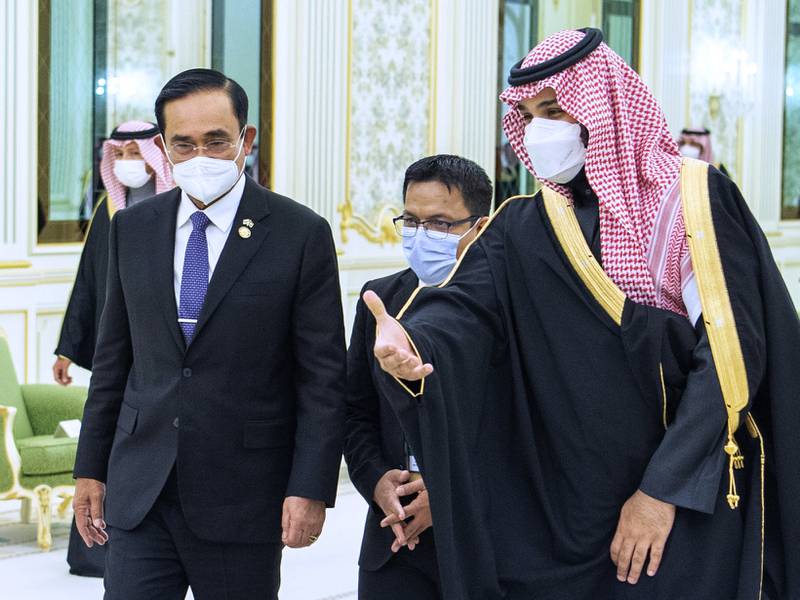 Thailand's prime minister arrived in Saudi Arabia on Tuesday for the first high-level meeting in 30 years. AP