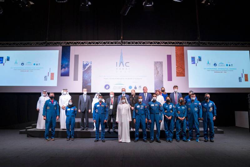 Sheikh Mohammed was joined by the country’s four Emirati astronauts at the International Space Exhibition and Conference in Dubai.
